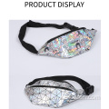 Silver children's Fanny pack Waterproof Silver children's PU Fanny Pack Silver magic PU Graffiti bag